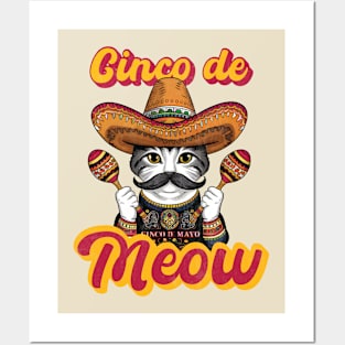 Cinco De Meow cinco de mayo cat lover Posters and Art